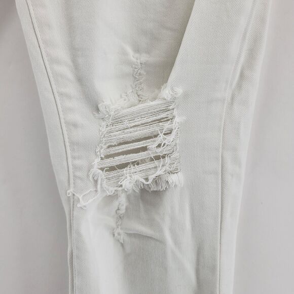 Blank NYC Jeans Womens 29 Crop Girlfriend White Distressed Fringe Hem Vacation - Picture 3 of 11
